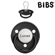 Bibs de Lux sutter med navn (Black - HK) Runde Silikone One Size